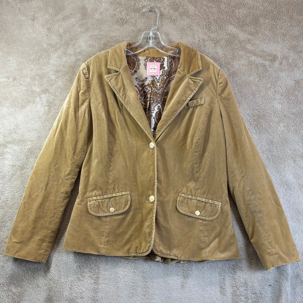 VTG Y2K Old Navy Womens Gold Velvet Jacket XL Whimsigoth Steampunk Career READ